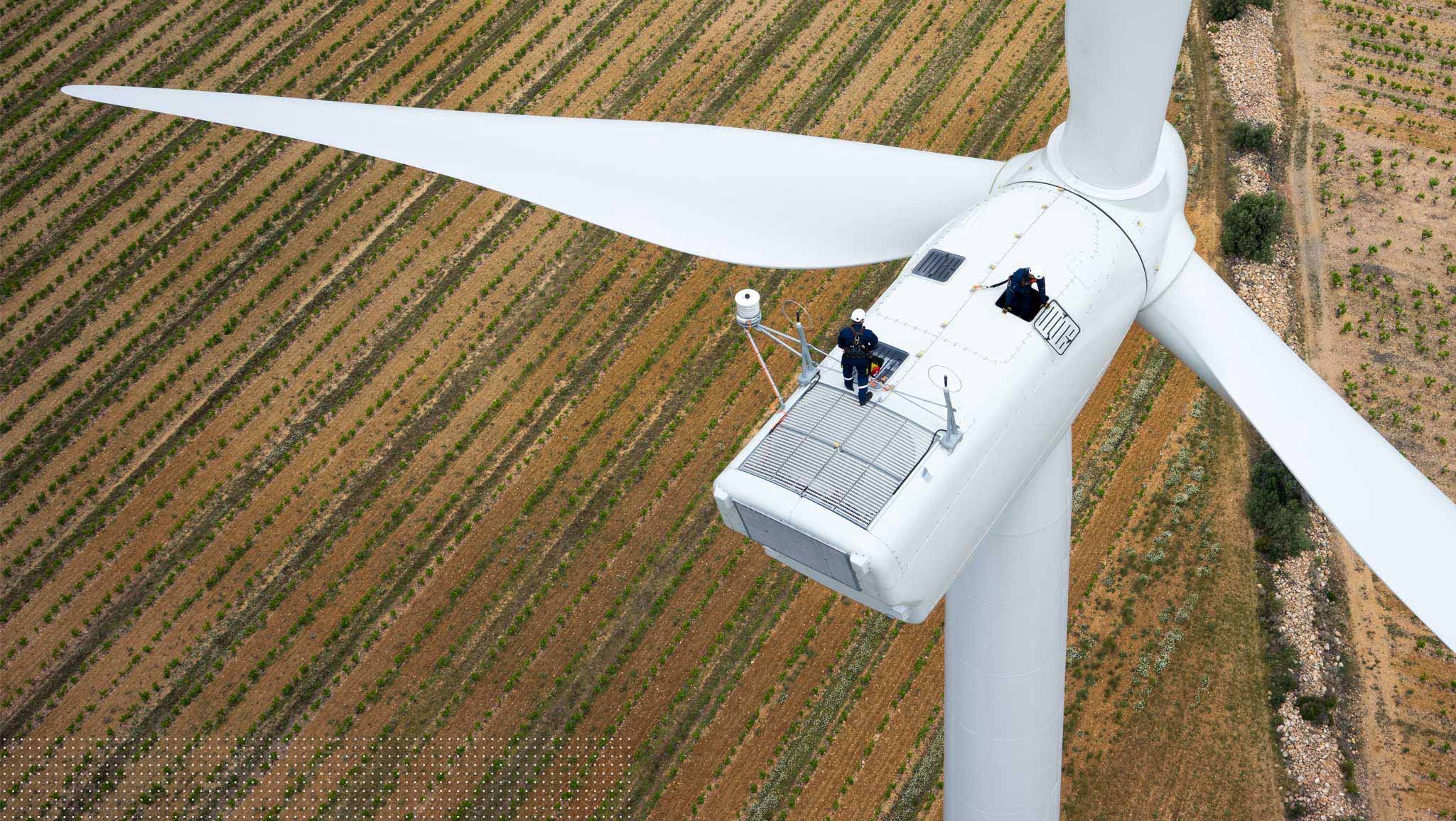 Workers on wind turbine